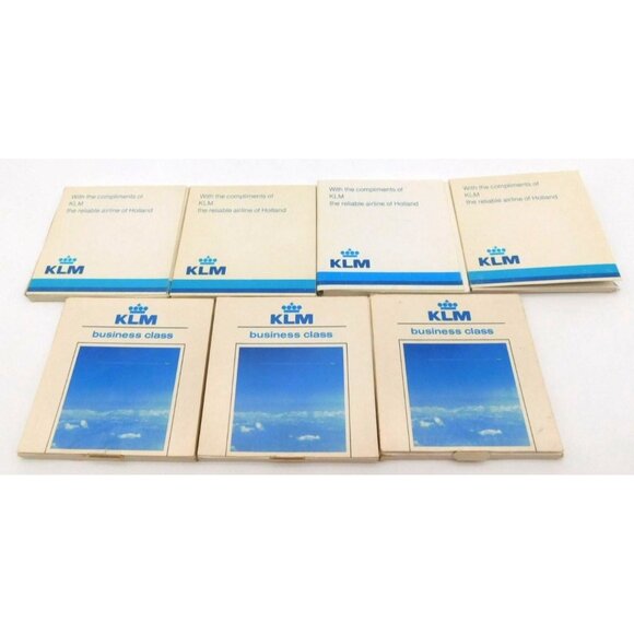 7 KLM Royal Airlines Blue White Delft Tiles Coasters Dutch Gables Architecture - Picture 1 of 3